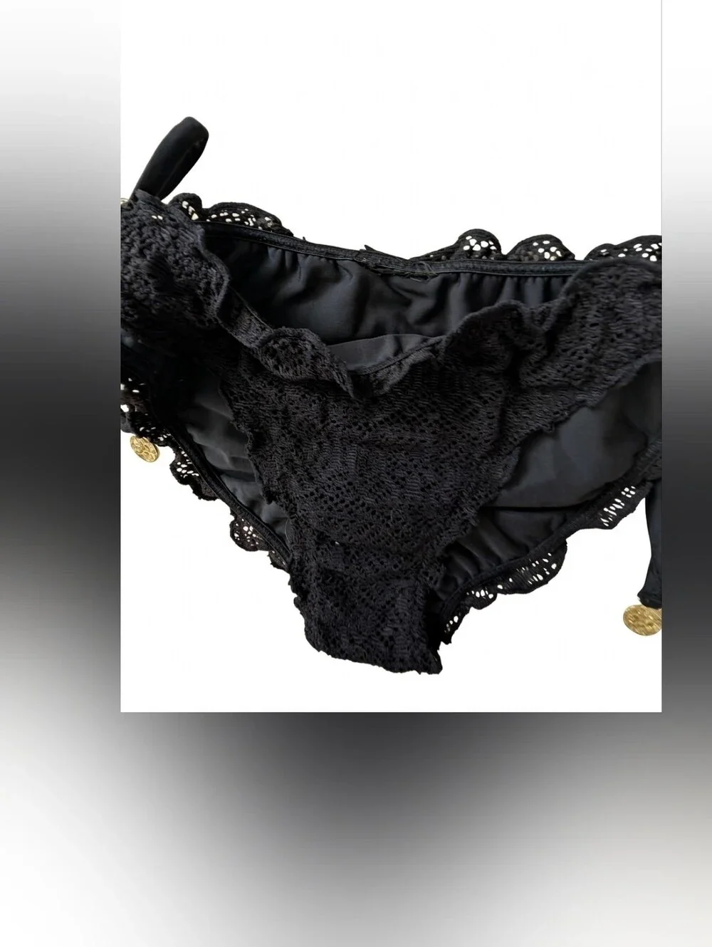 Black Tie-Side Bikini Bottoms - BOTTOM ONLY